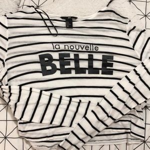 White and black stripes long sleeve